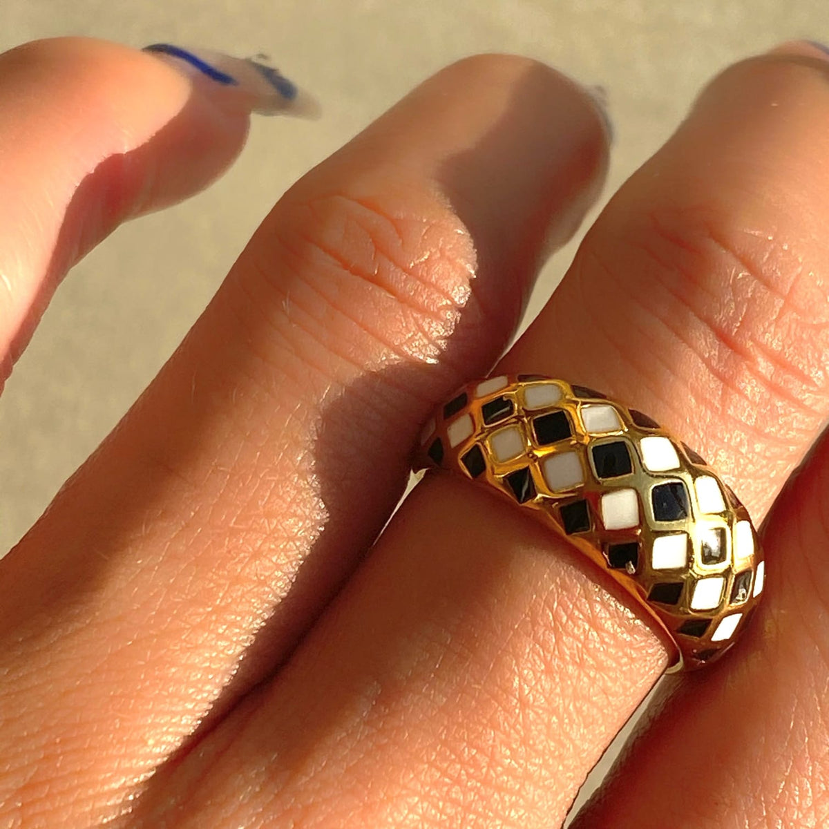 Checkmate Enamel Ring (original photo)