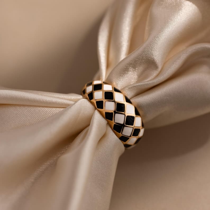 Checkmate Enamel Ring (original photo)