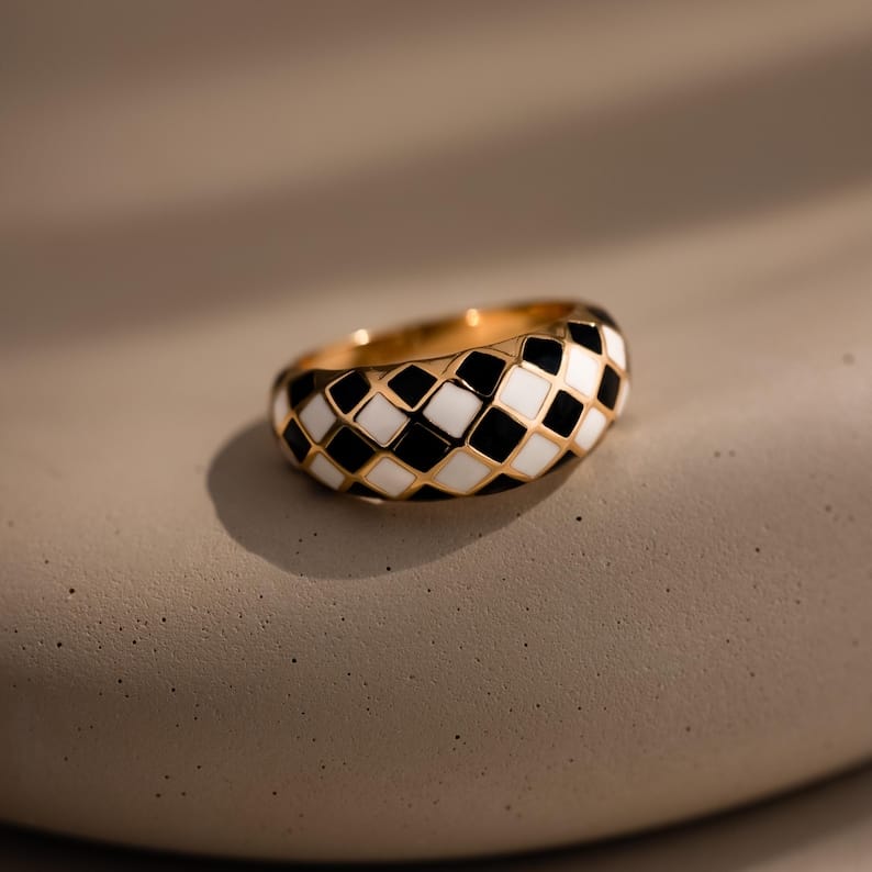 Checkmate Enamel Ring (original photo)