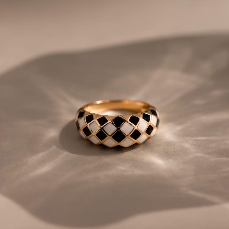 Checkmate Enamel Ring (original photo)