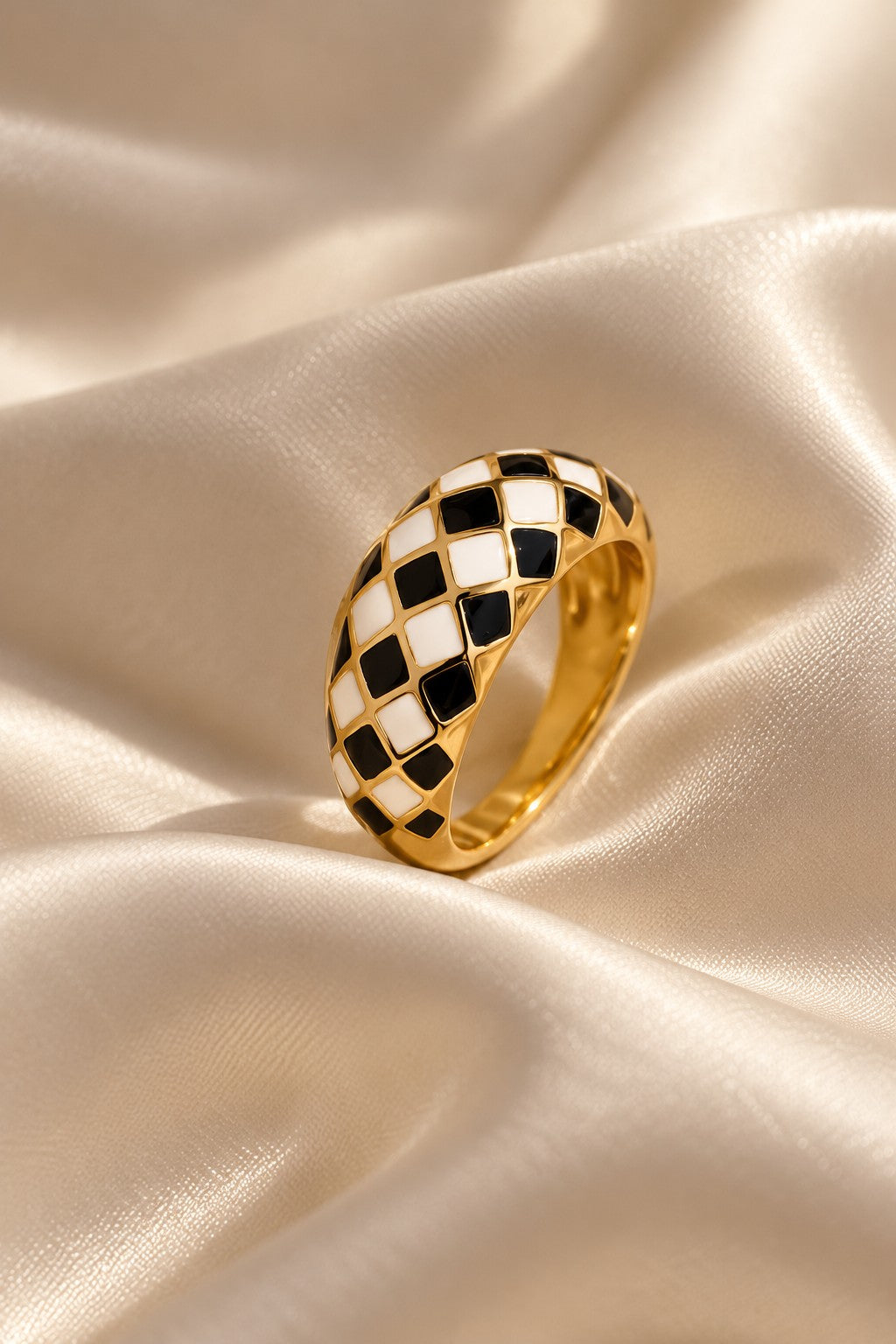 Checkmate Enamel Ring